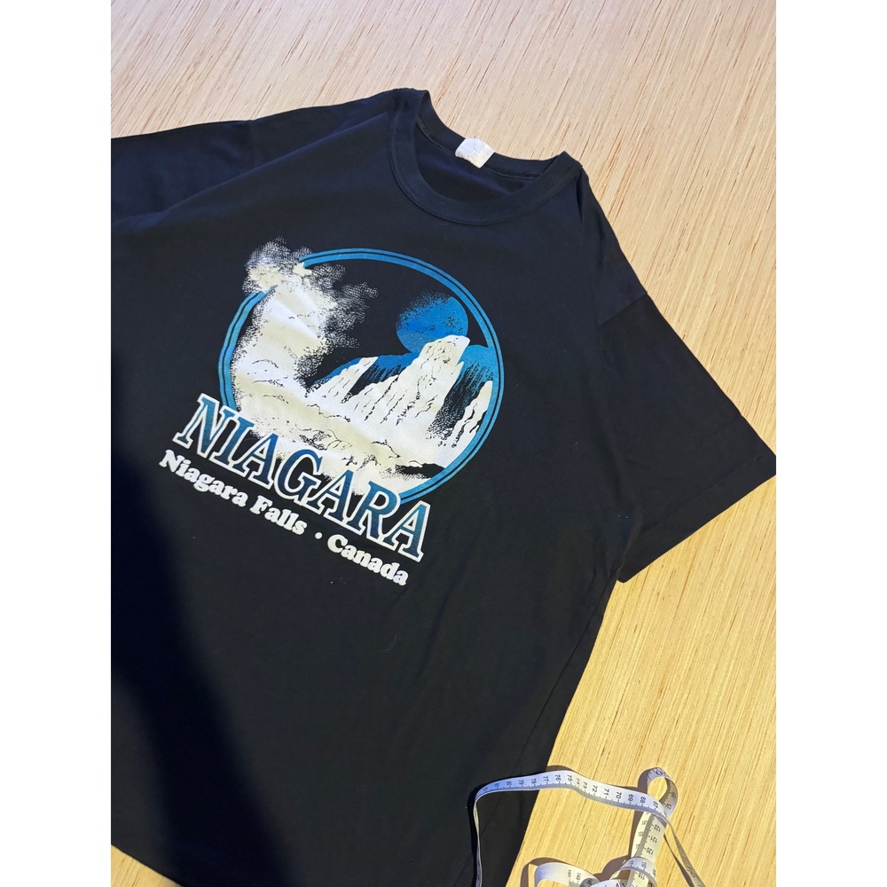 Vintage Niagara Falls Canada T Shirt Mens XL Black Souvenir Single Stitch Tee 29